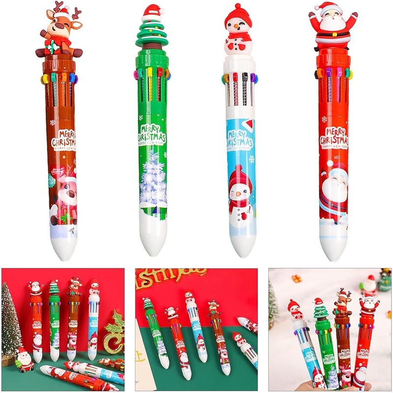 Christmas Tree Ballpoint Pen 6 Pcs Multicolor 10 In 1 Shuttle Office School Supplies - Image 2
